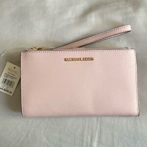 Michael Kors Blush Pink 🩷 Jet Set Travel Double Zip Wallet Wristlet
